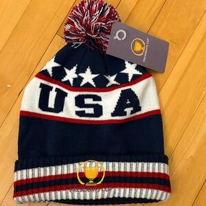 NWT presidents cup USA Knit Beanie - Navy, Red, White